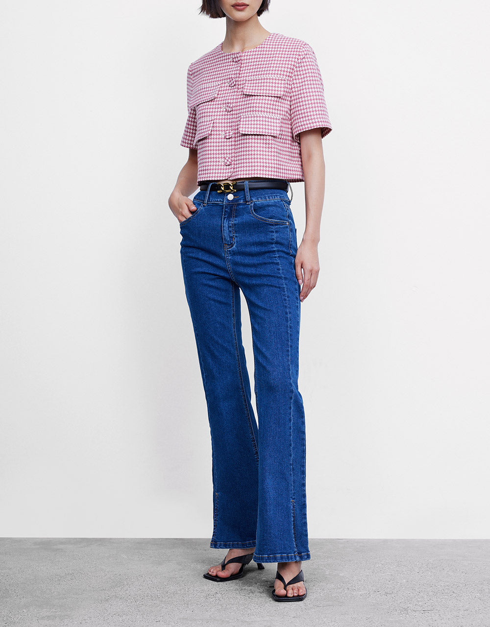 Slit Hem Flare Jeans