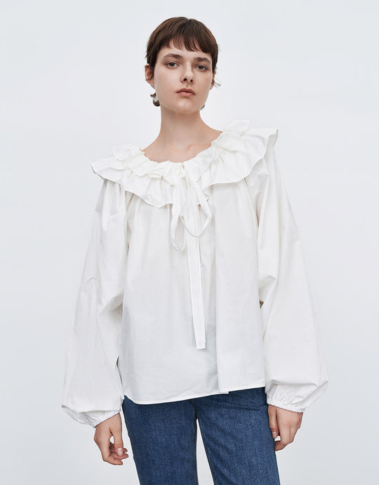 Bow Detail Ruffled Blouse