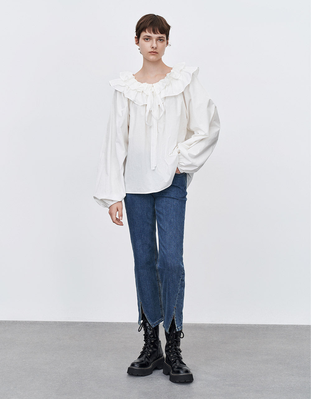 Bow Detail Ruffled Blouse