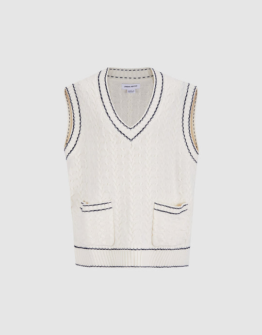 Contrast Trim Sweater Vest