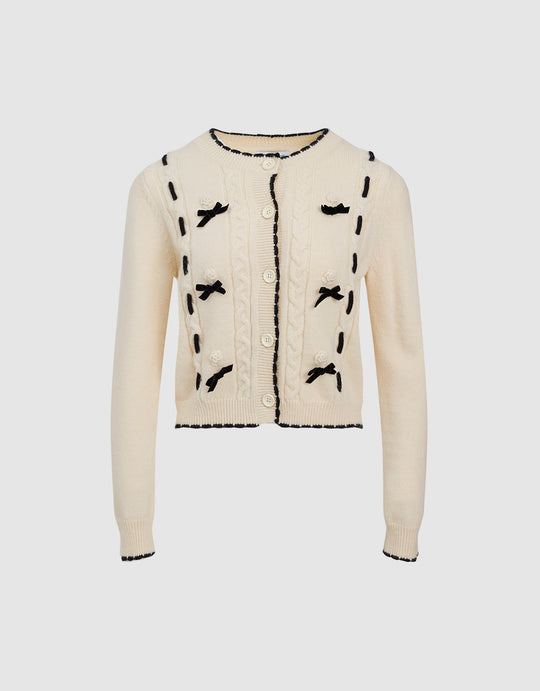 Bow Detail Knit Cardigan