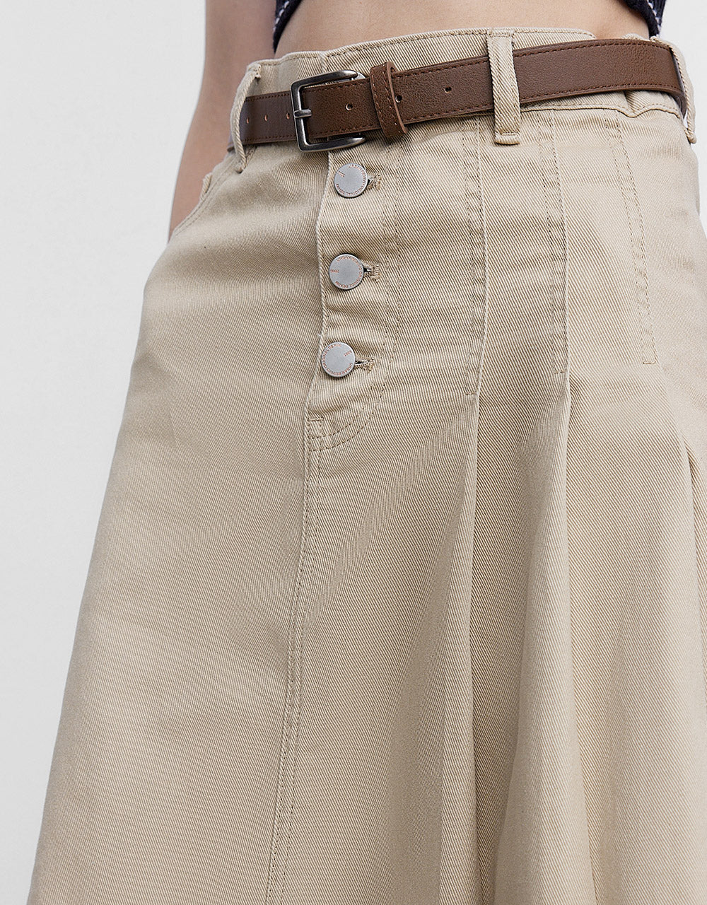 Belted Pleated Skirt