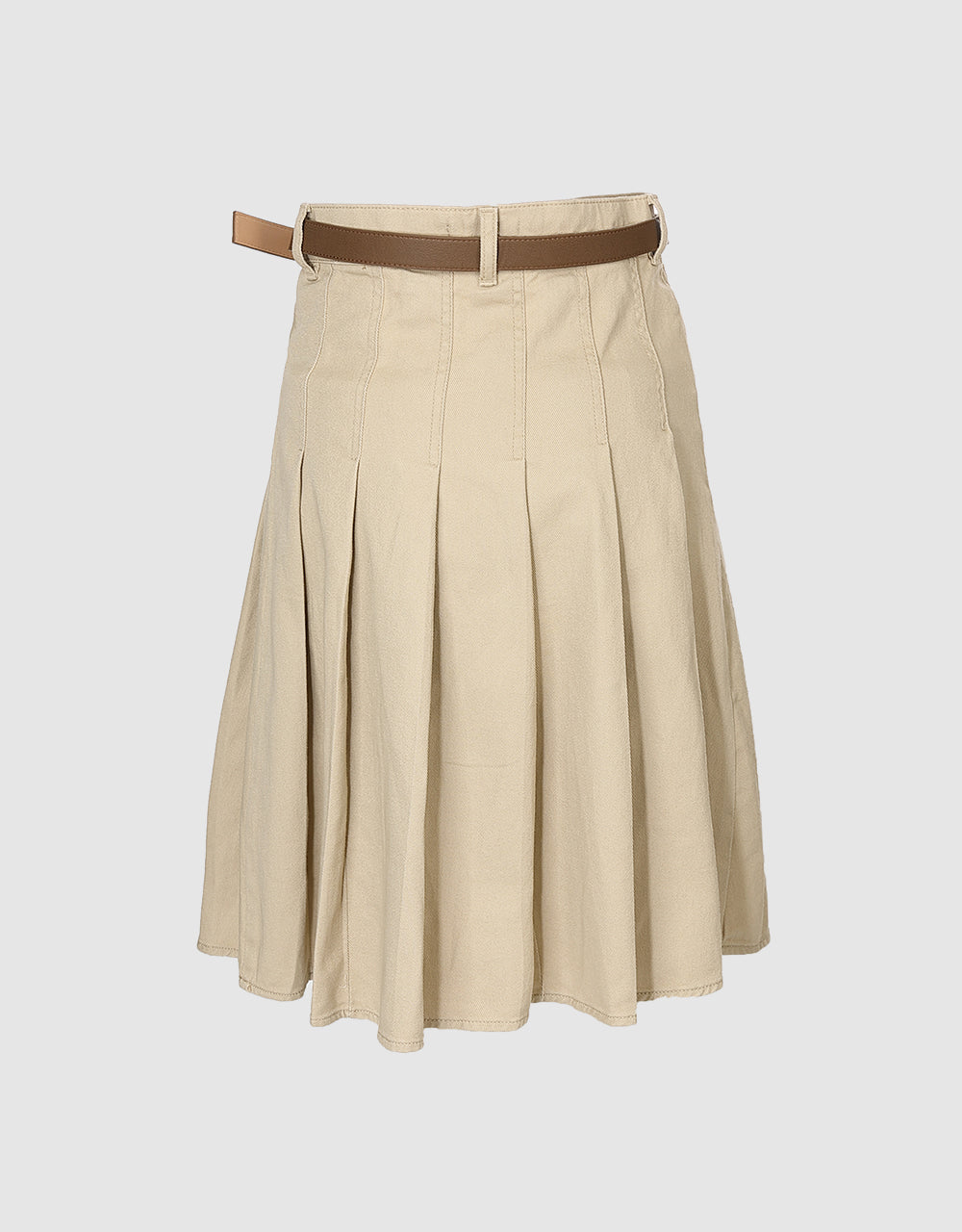 Belted Pleated Skirt