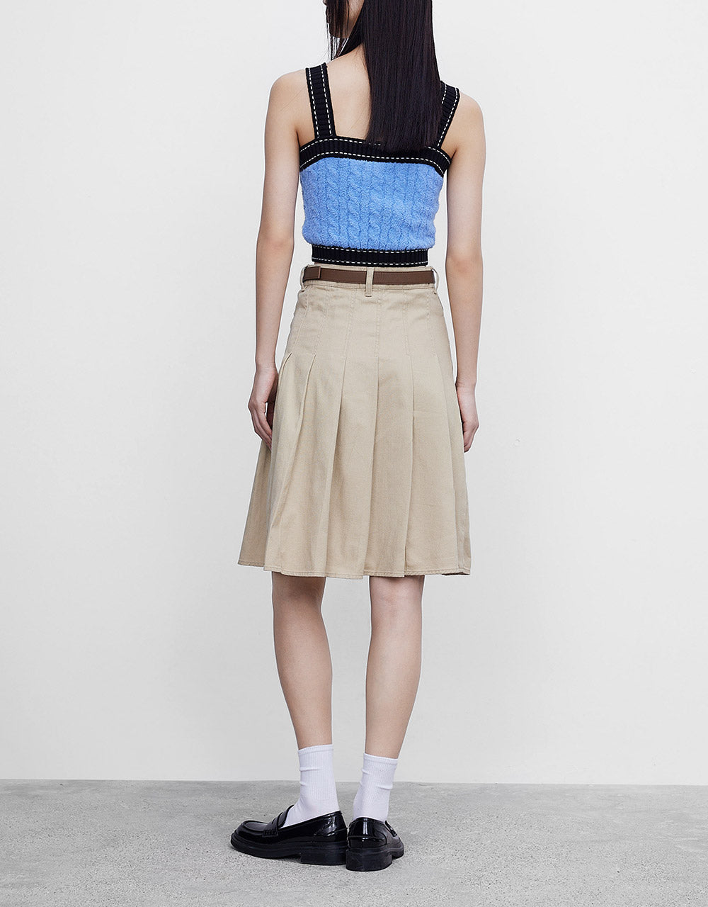 Belted Pleated Skirt