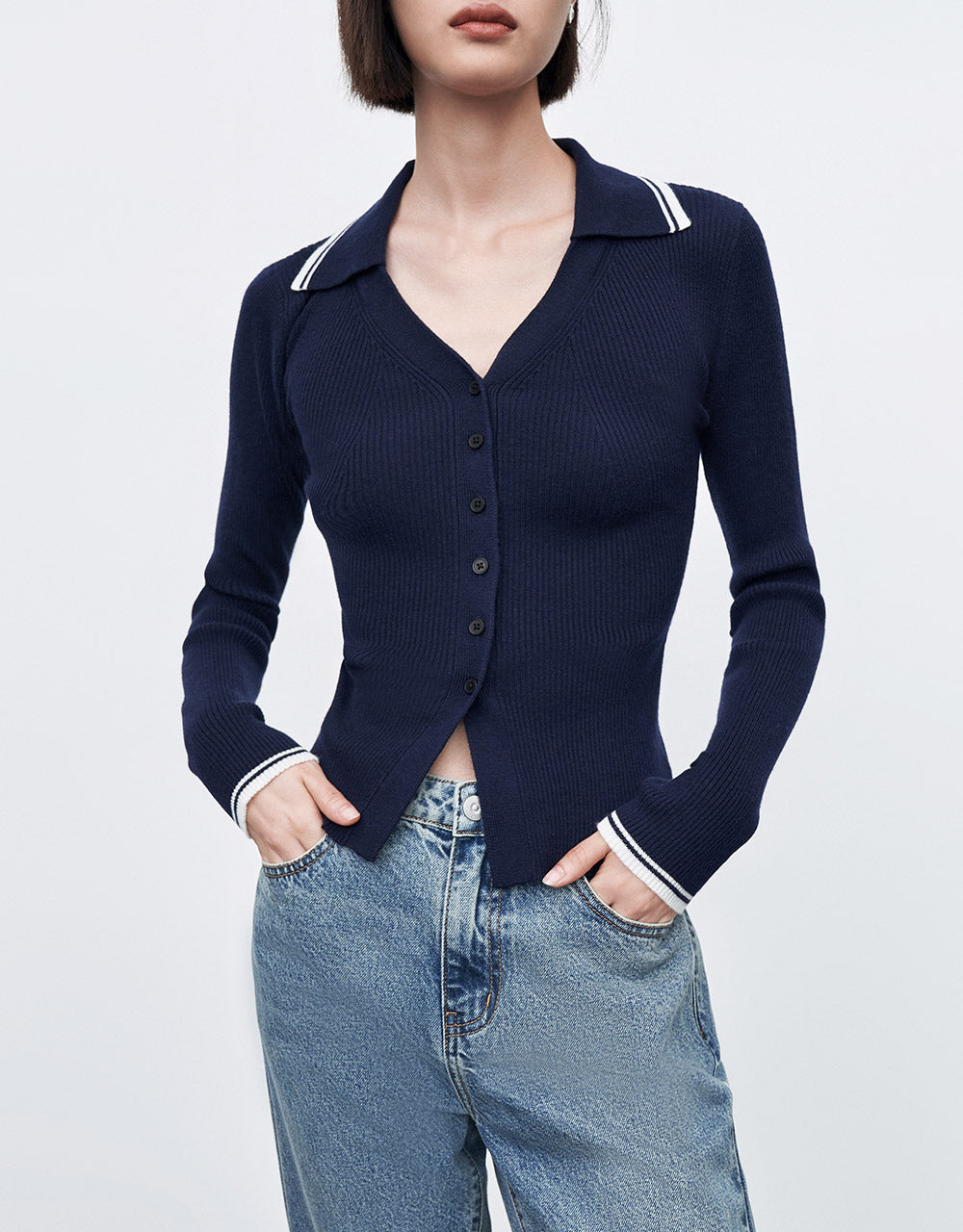 Contrast Trim Knit Top