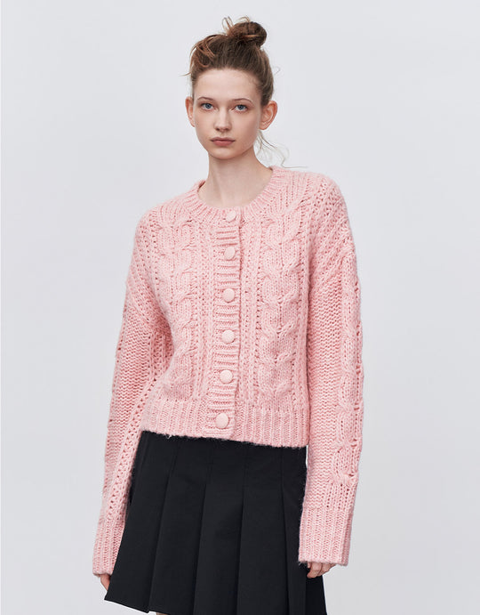 Cable Knit Cropped Cardigan
