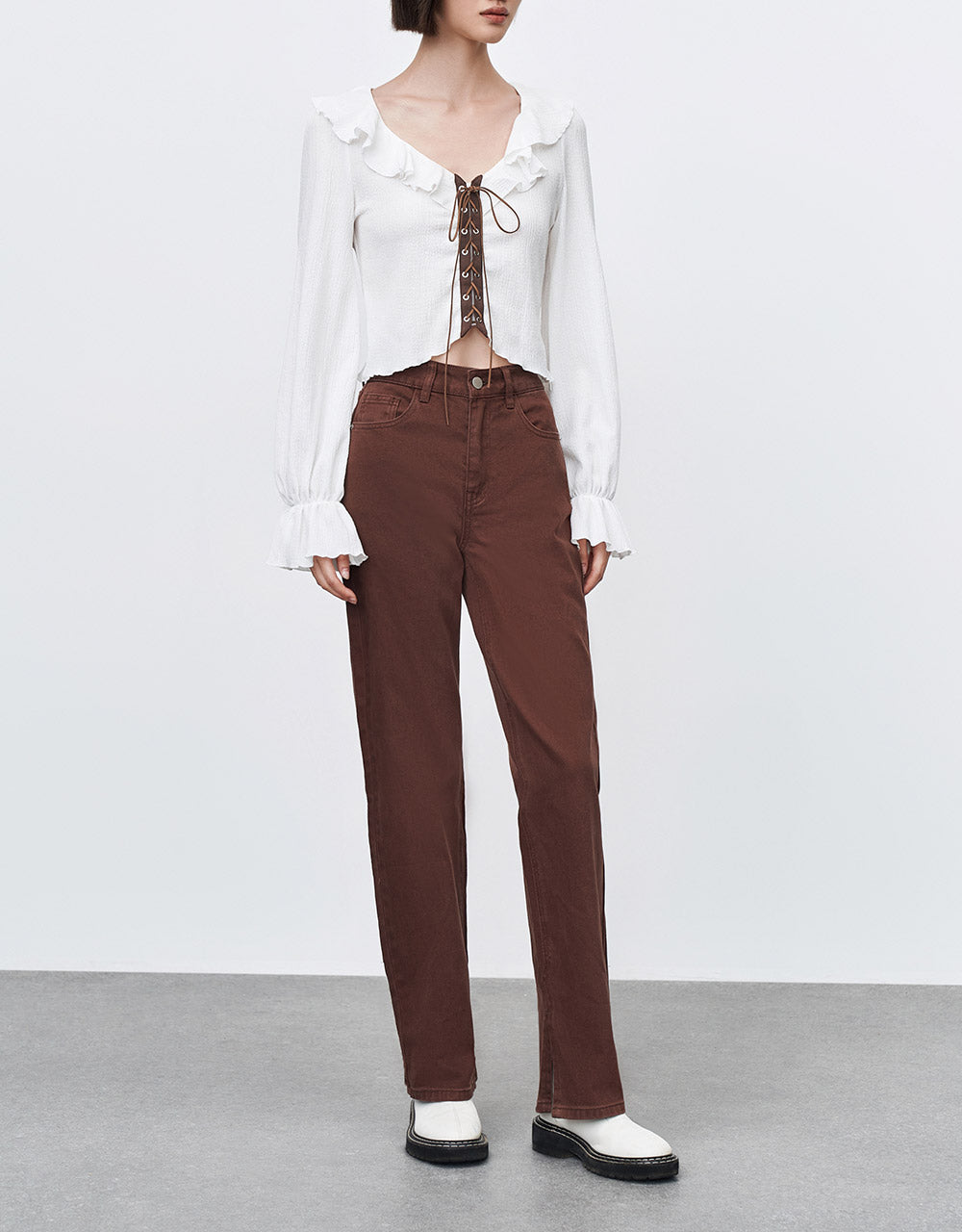 Slit Hem Straight Fit Jeans