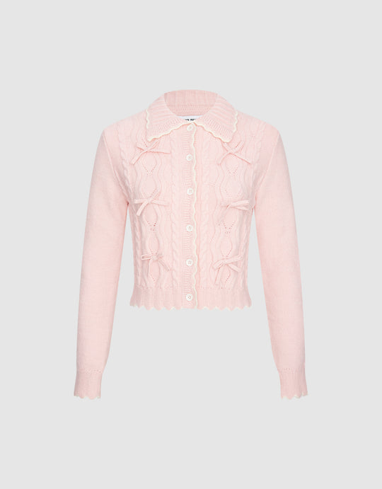 Bow Detail Cropped Cardigan