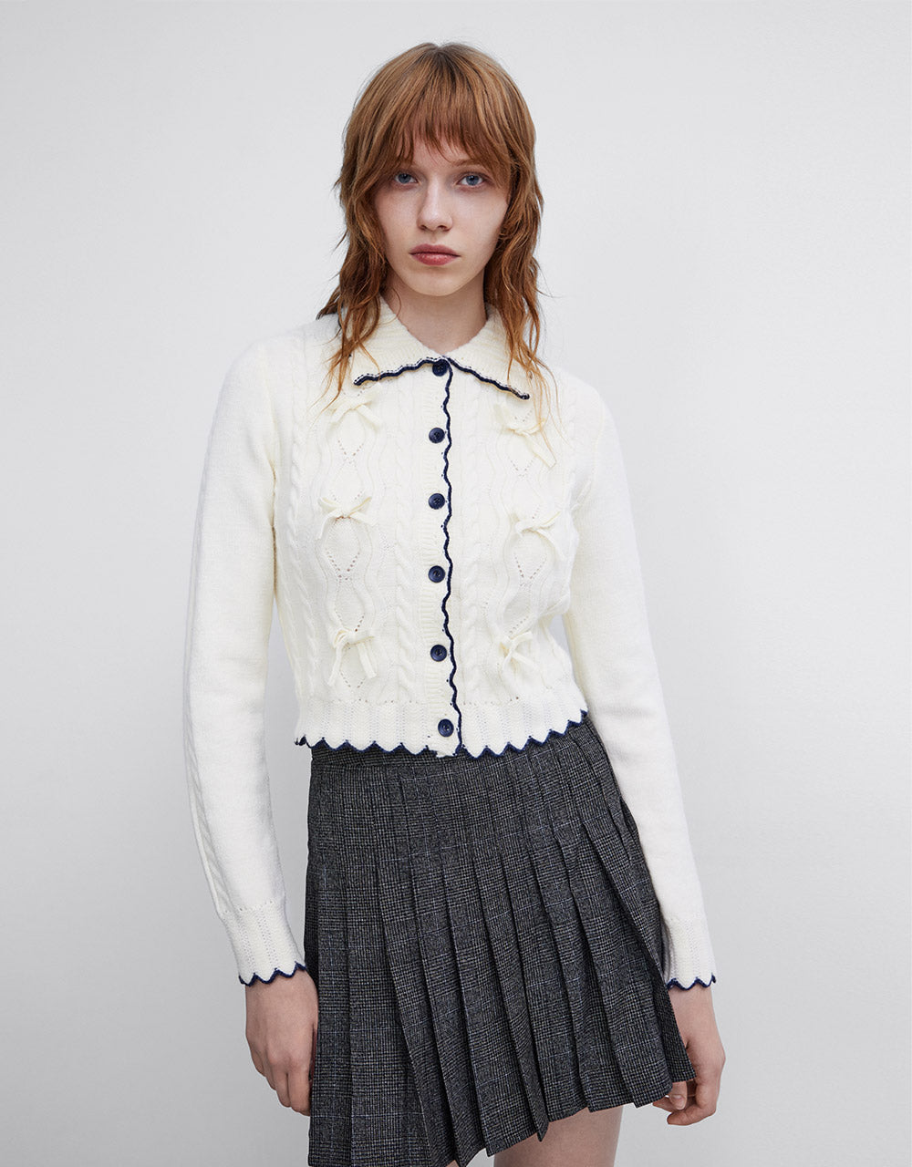 Bow Detail Cropped Cardigan