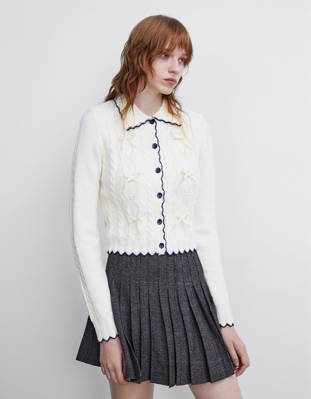 Bow Detail Cropped Cardigan