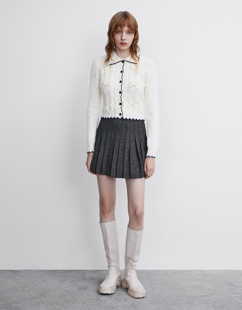 Bow Detail Cropped Cardigan
