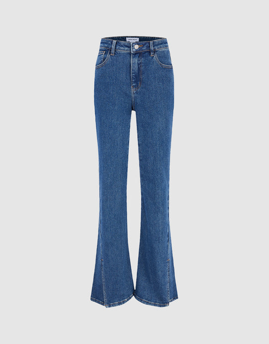 Slit Hem Flare Jeans