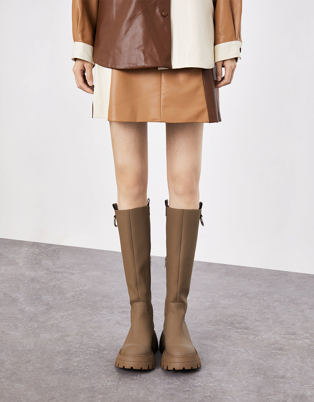 Faux Leather Colorblock Skirt