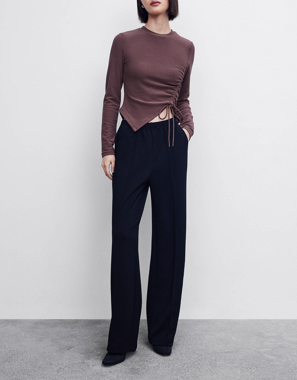 Elastic Waist Straight Pants