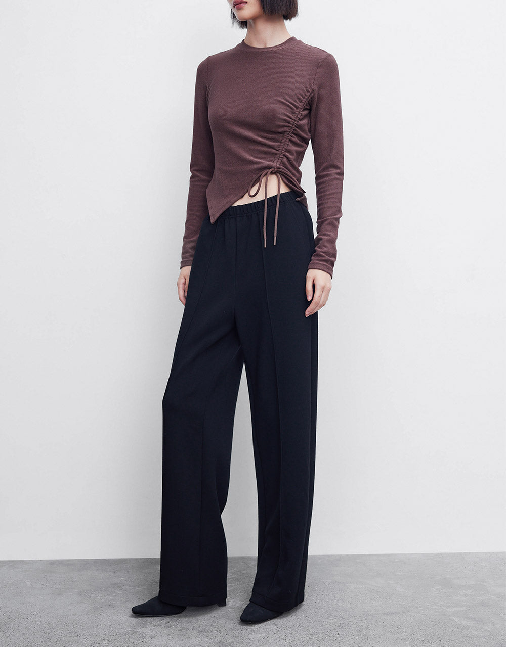 Elastic Waist Straight Pants
