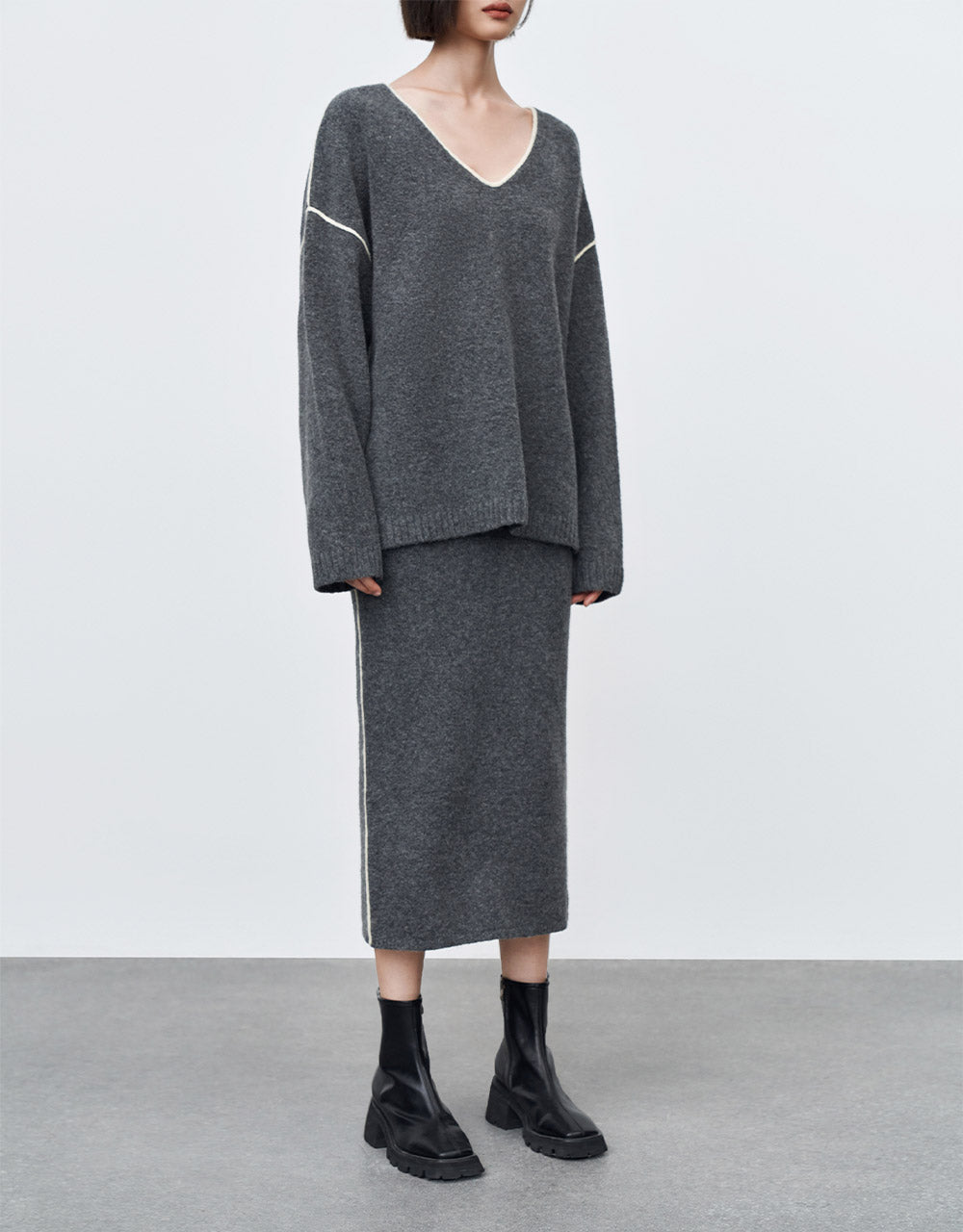 Contrast Stitch Knitted Skirt