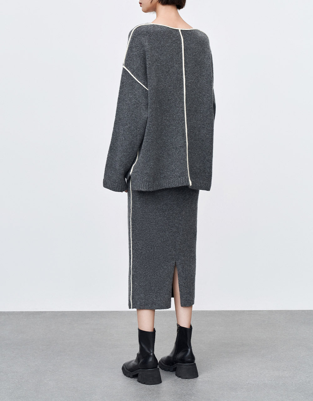 Contrast Stitch Knitted Skirt