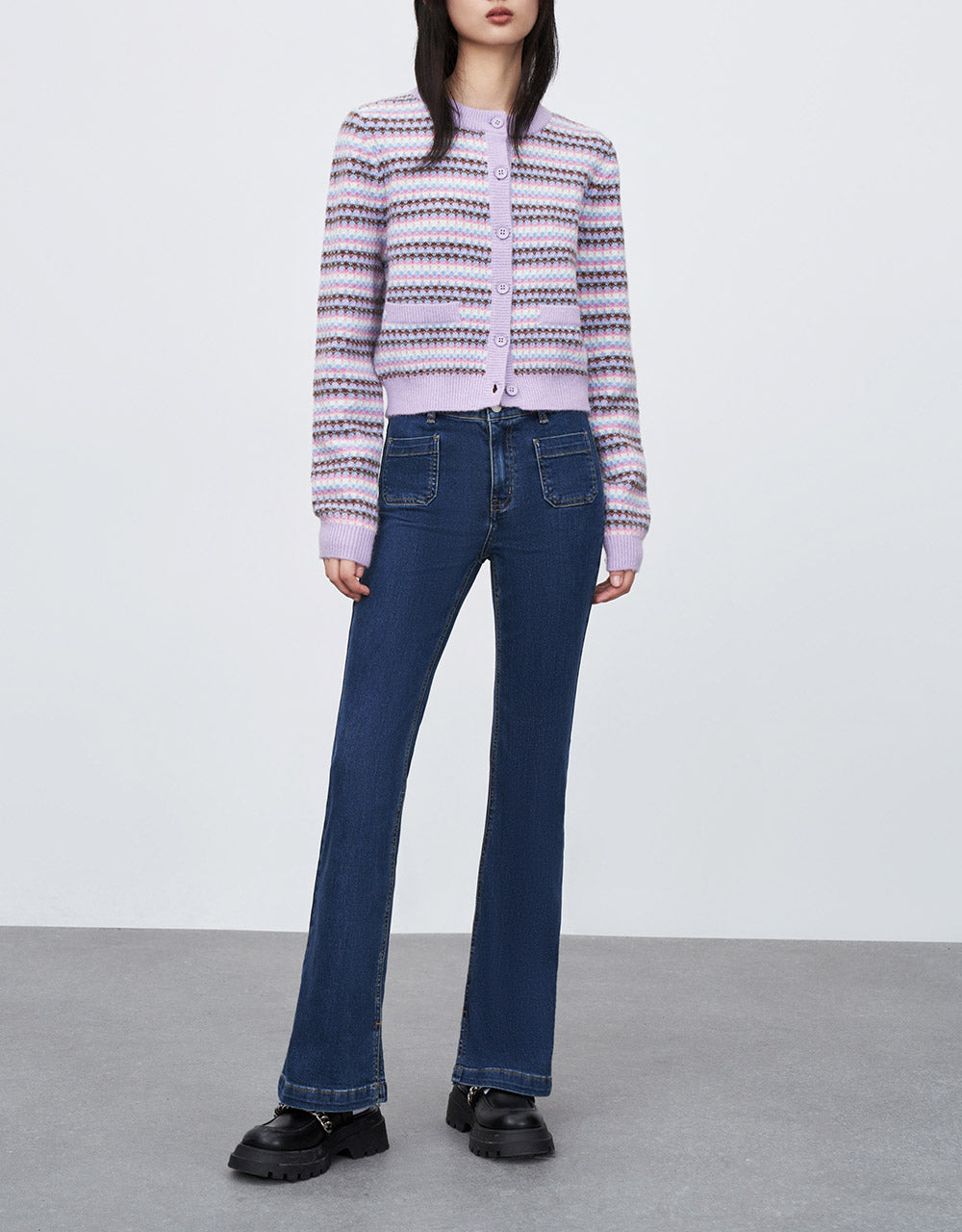 Slit Hem Flare Jeans