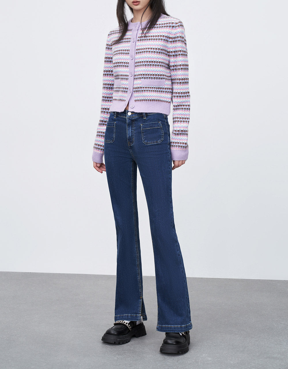 Slit Hem Flare Jeans