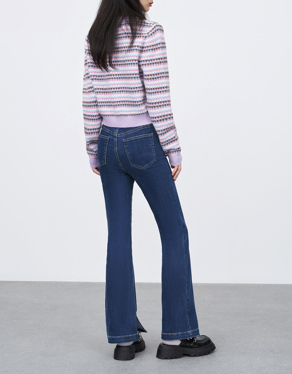 Slit Hem Flare Jeans