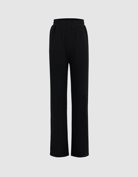 Elastic Waist Straight Pants