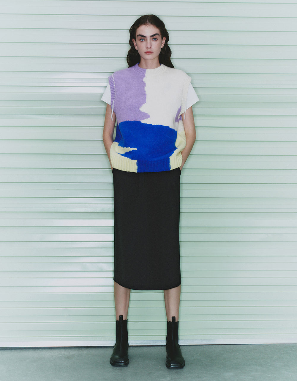 Elastic Waist Midi Skirt