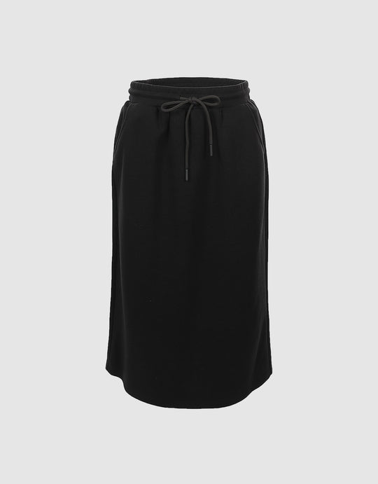 Elastic Waist Midi Skirt