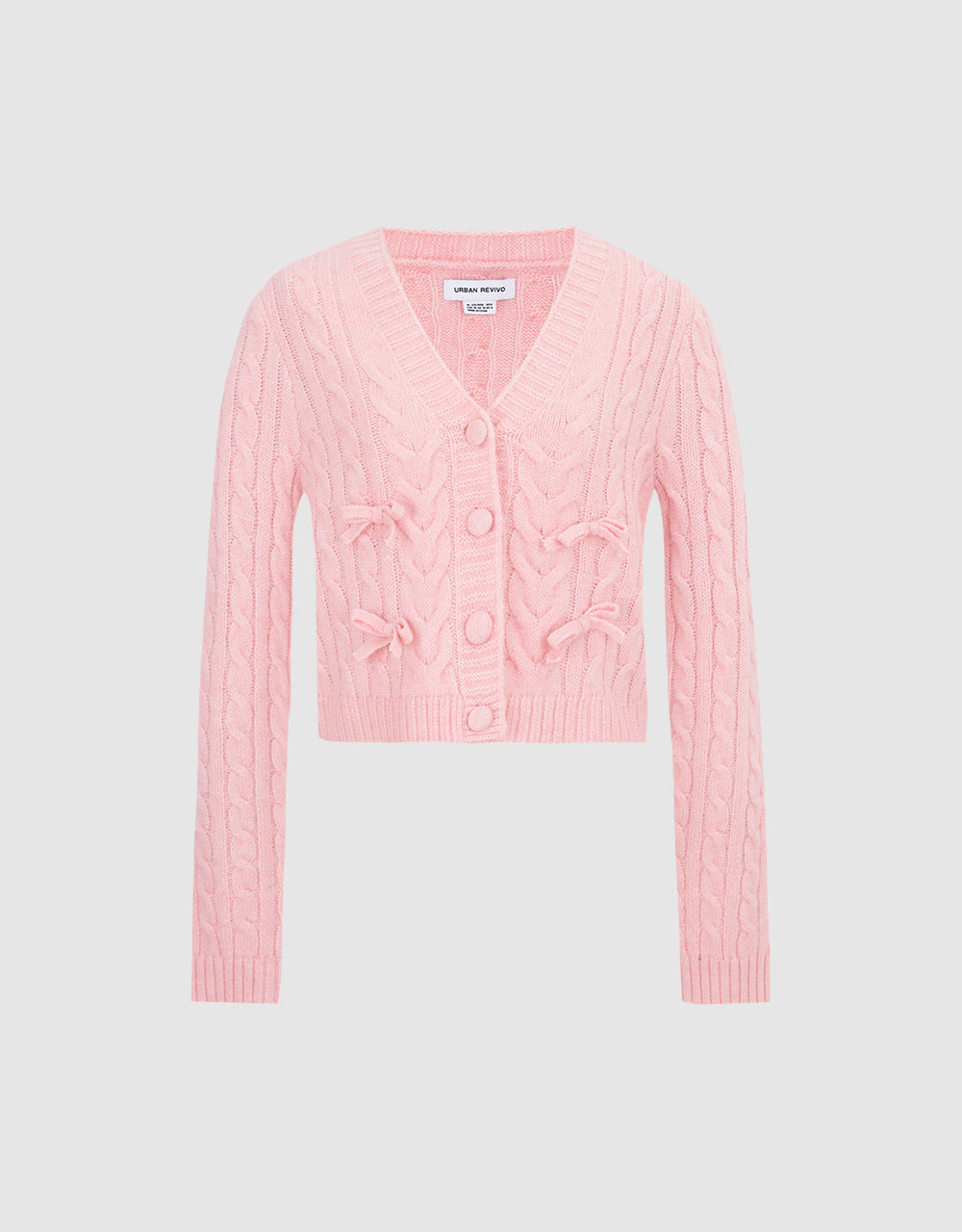Bow Detail Cable Knit Cardigan