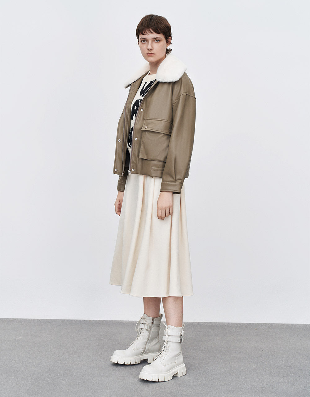 Pleated Midi Skirt