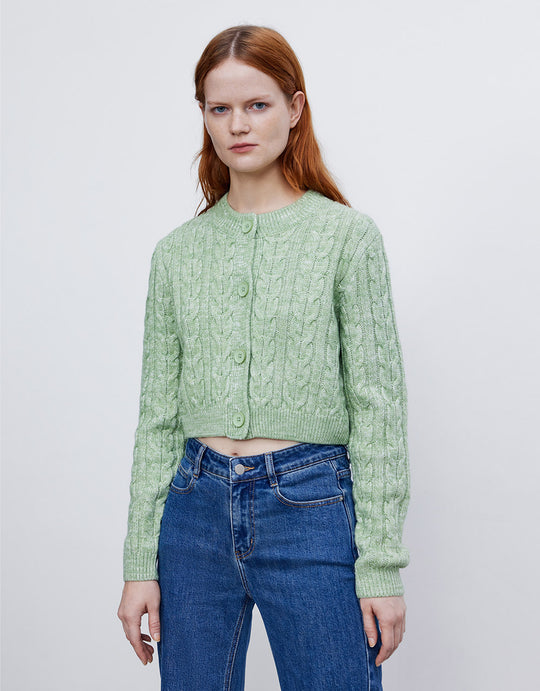 Cable Knit Cropped Cardigan
