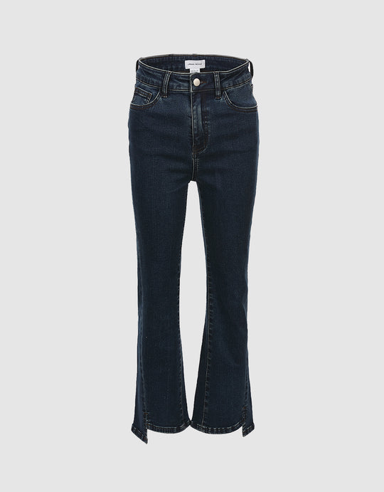 Asymmetrical Hem Cropped Flare Jeans