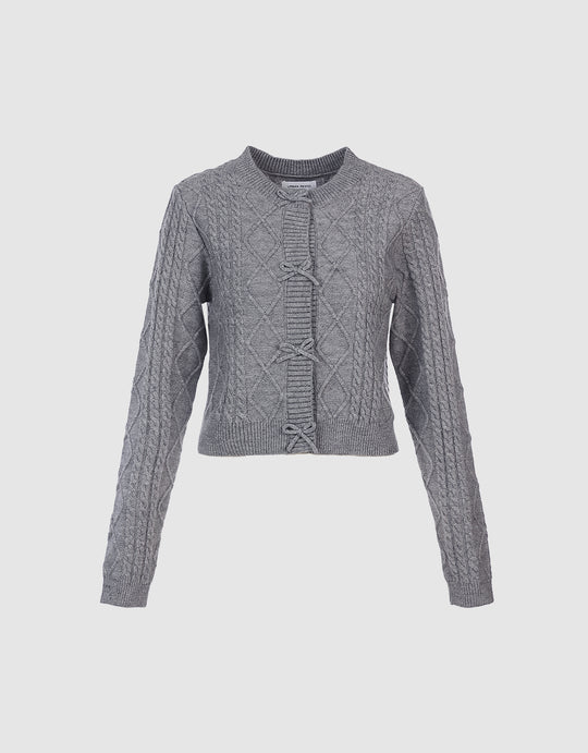Bow Detail Cropped Cardigan