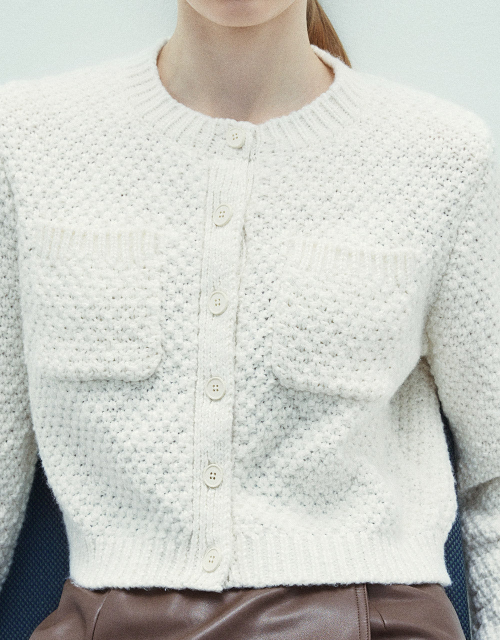 Patch Pocket Cropped Cardigan