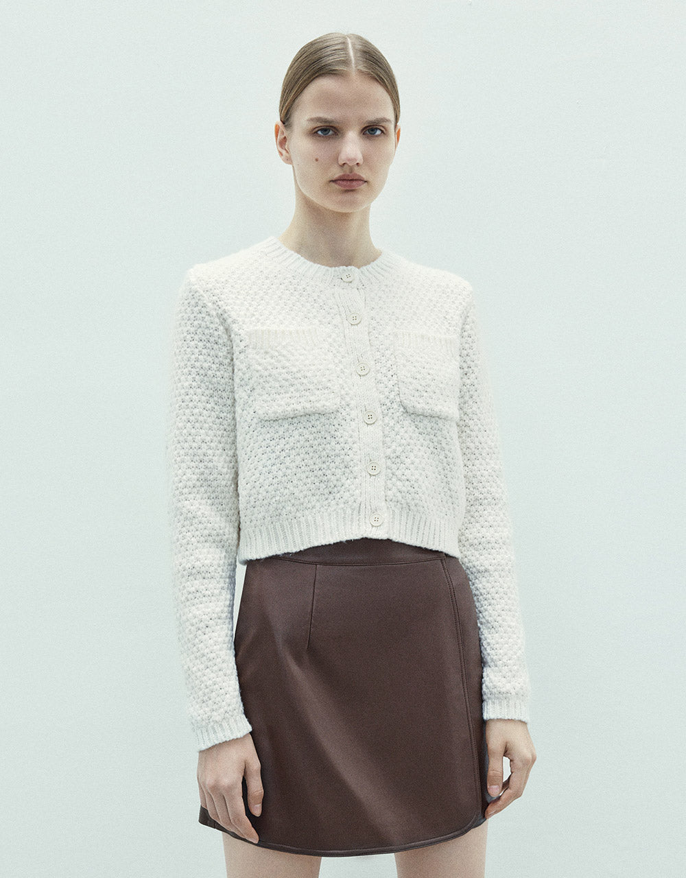 Patch Pocket Cropped Cardigan