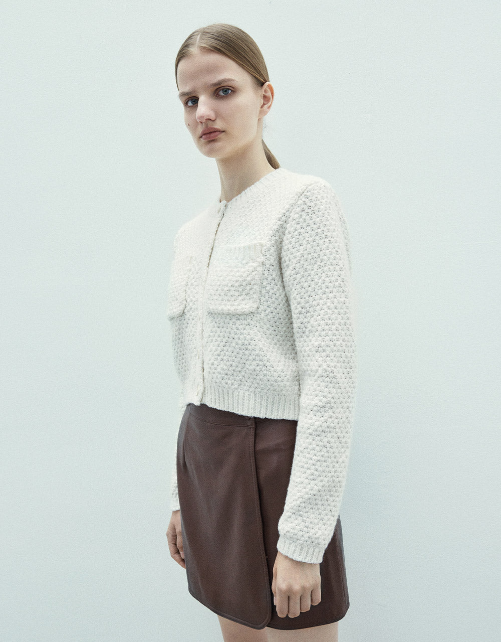 Patch Pocket Cropped Cardigan