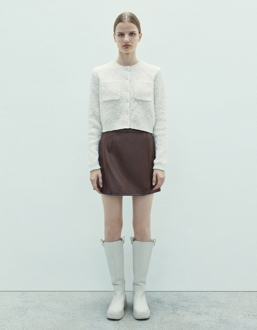 Patch Pocket Cropped Cardigan