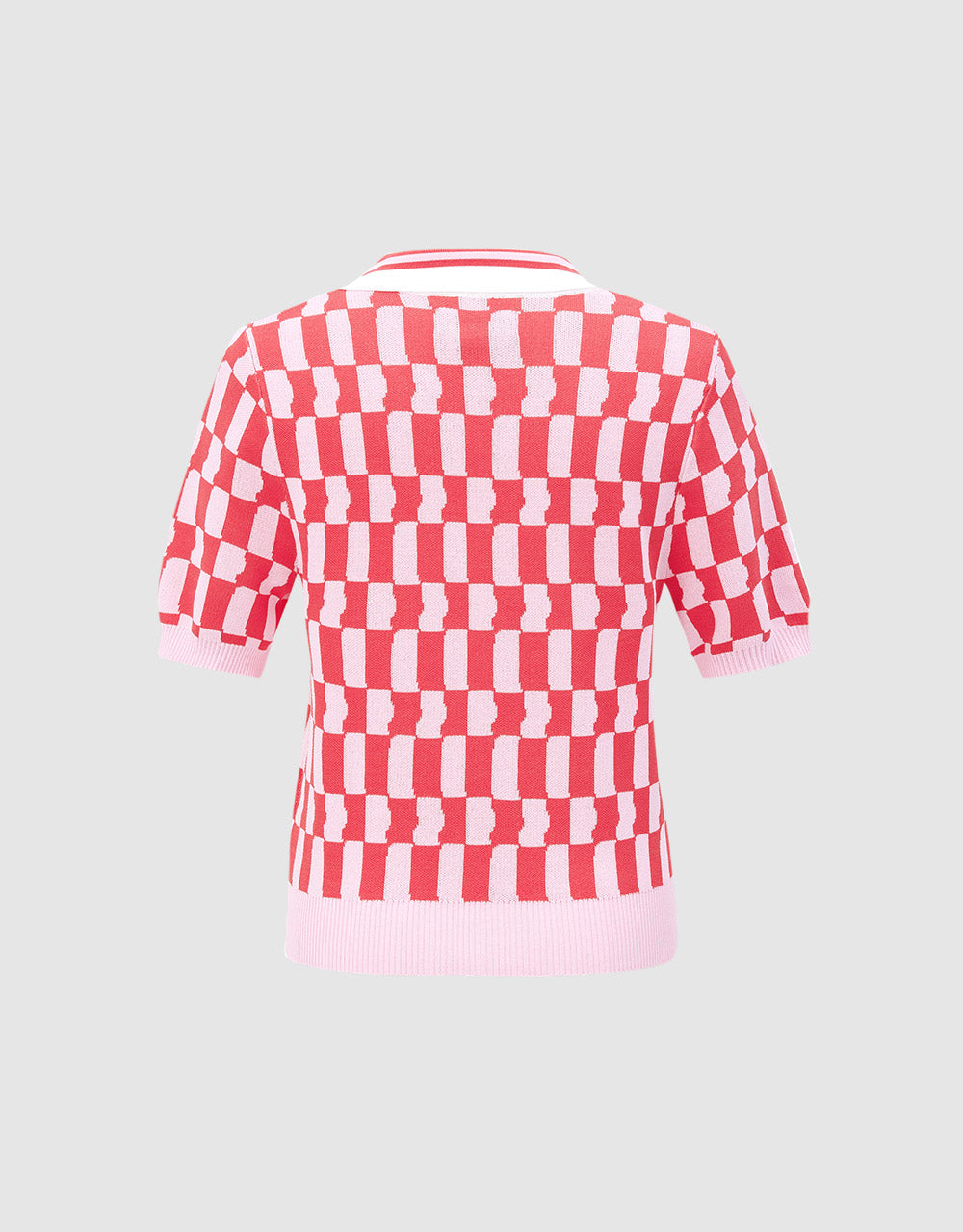 Checkered Knitted Polo Shirt