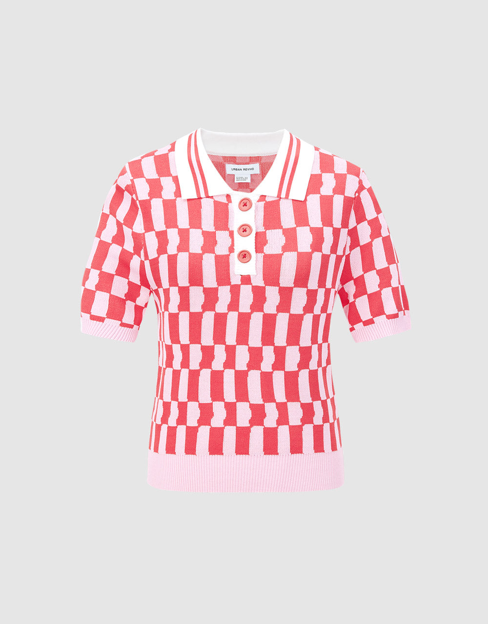 Checkered Knitted Polo Shirt