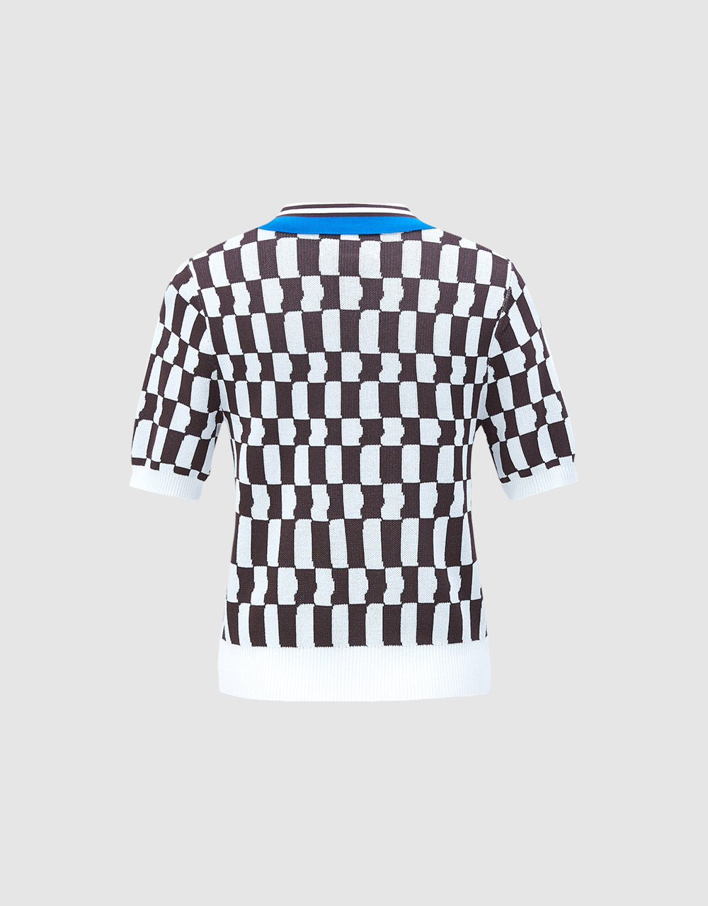 Checkered Knitted Polo Shirt
