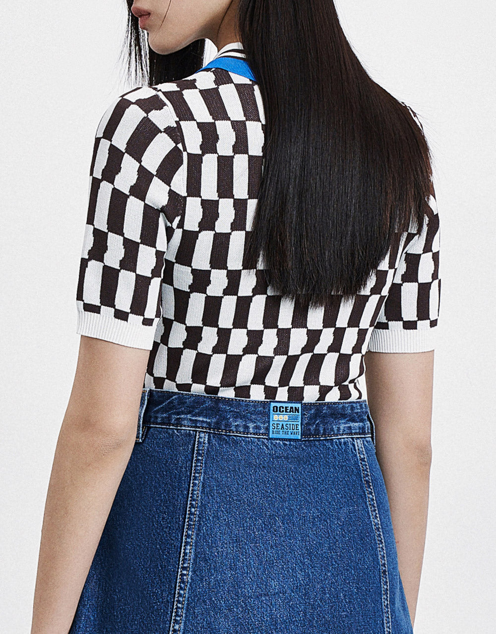 Checkered Knitted Polo Shirt