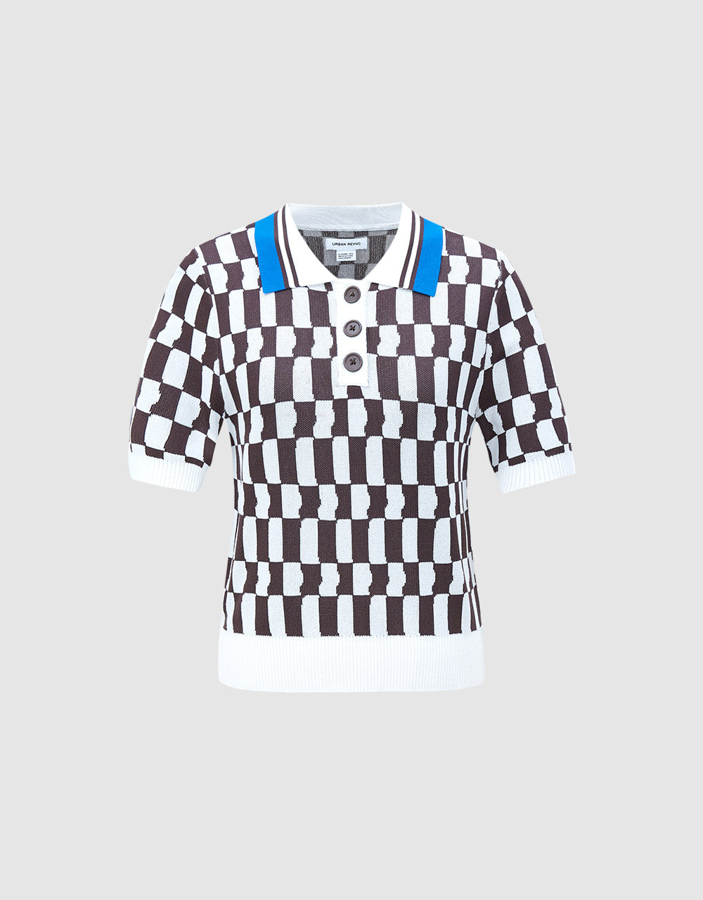 Checkered Knitted Polo Shirt