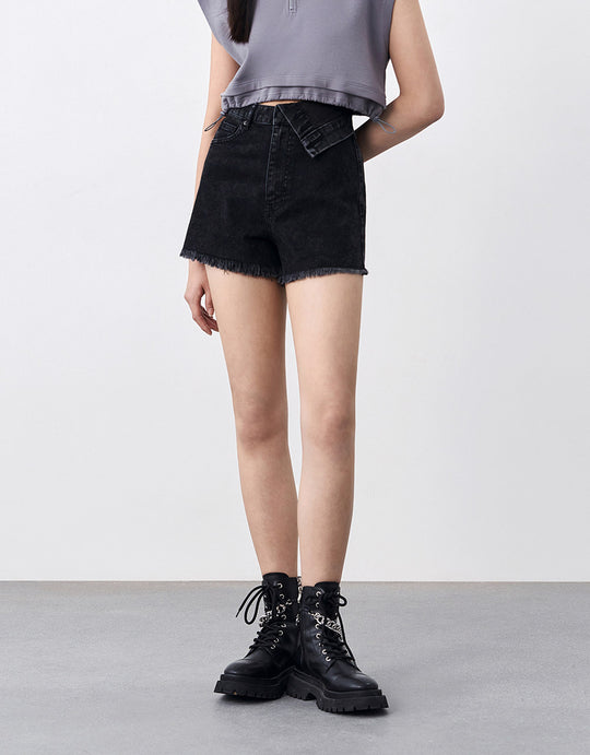 Raw Hem Denim Shorts