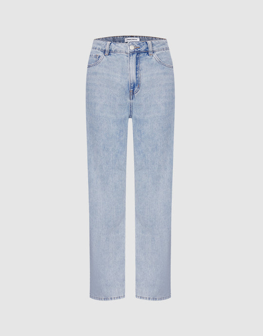 Mid Waist Straight Jeans