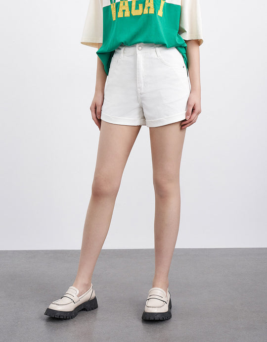 Rolled Up Hem Denim Shorts