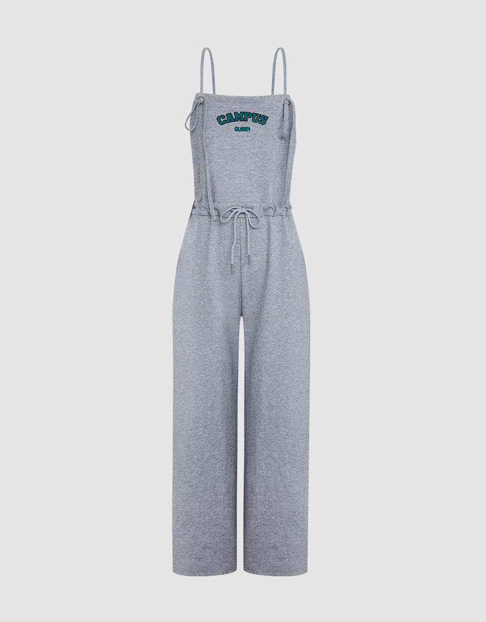 Sleeveless Letter Print Kangaroo Pocket Jumpsuit