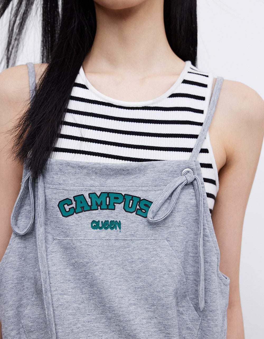 Sleeveless Letter Print Kangaroo Pocket Jumpsuit