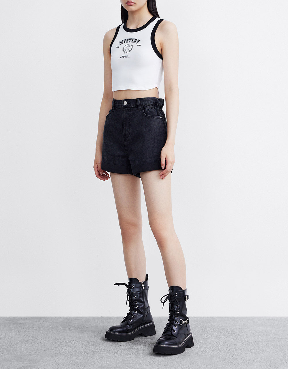 Paperbag Waist Denim Shorts