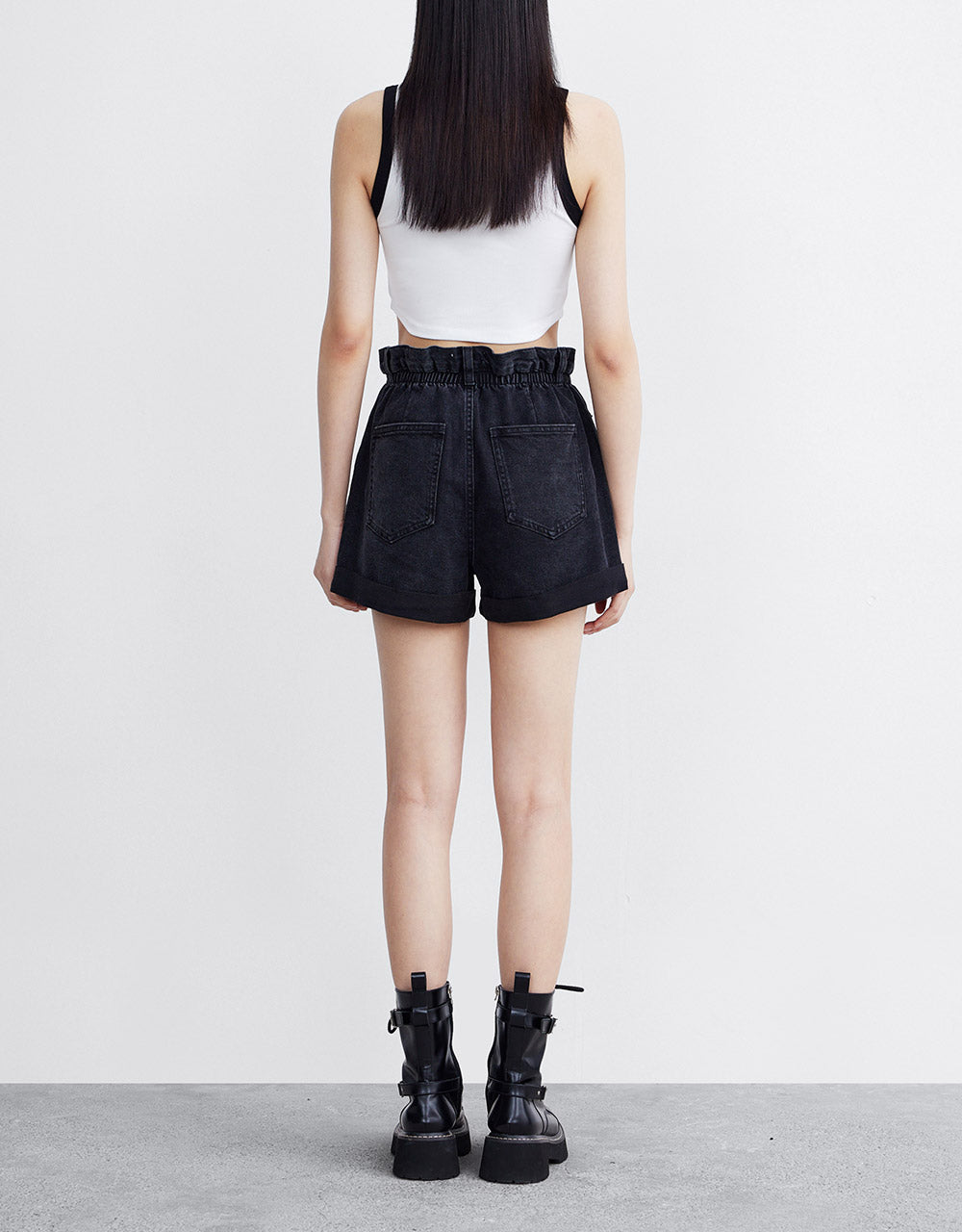 Paperbag Waist Denim Shorts