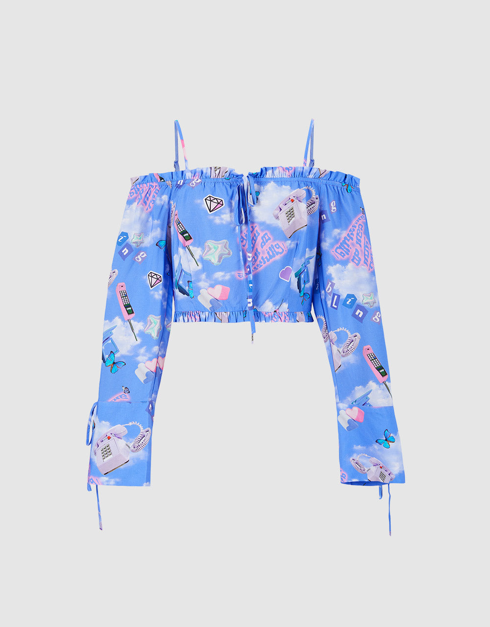 Printed Tie Front Top
