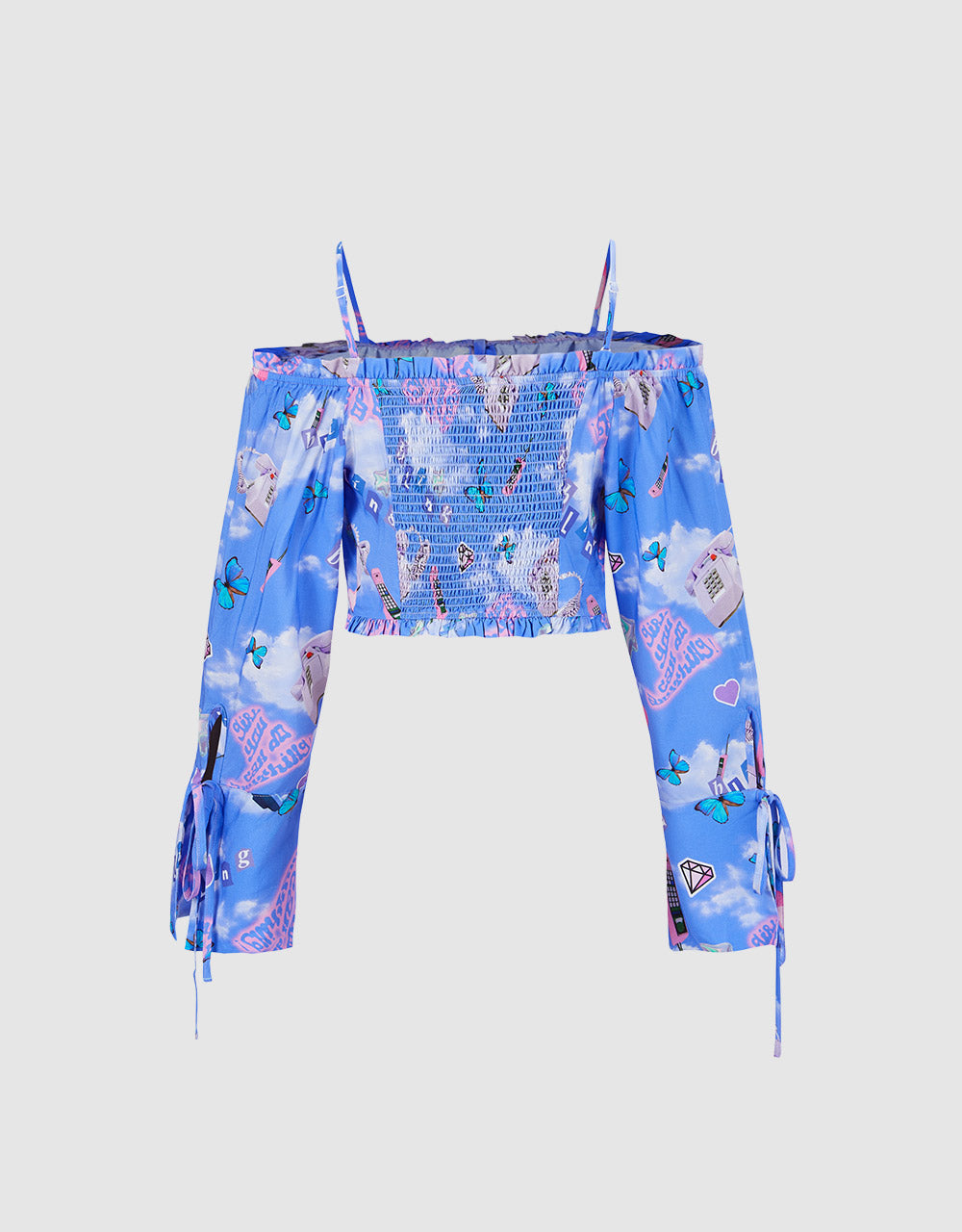 Printed Tie Front Top